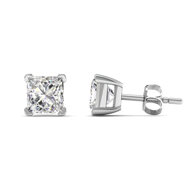 Princess Diamond Studs in 18K white gold