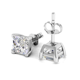 Princess Diamond Studs in 18K white gold