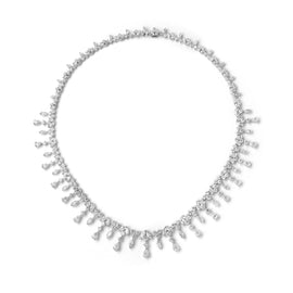 Princess 27.39ct Diamond Necklace in 14K White Gold