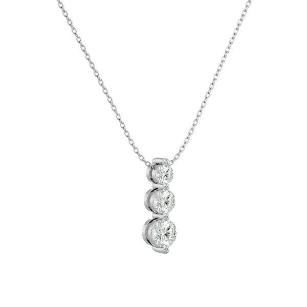 Three Diamond Stacked Pendant white gold