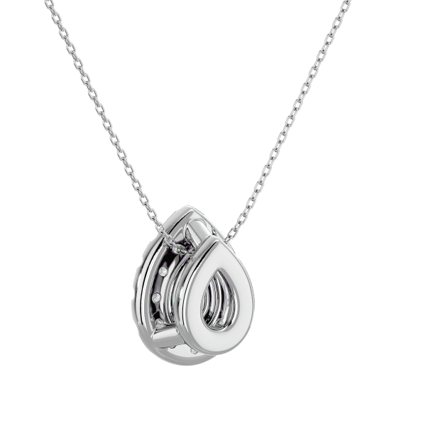 Classic Pear Shape Halo Diamond Pendant white gold