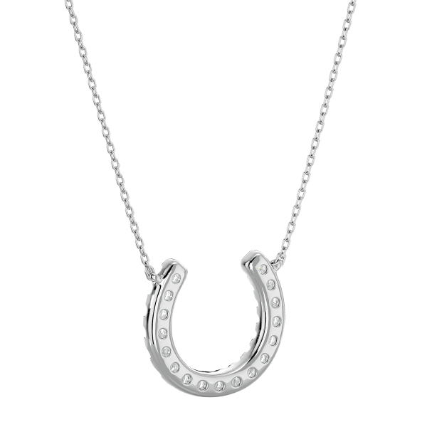 Horse Shoe Diamond Pendant Necklace white gold