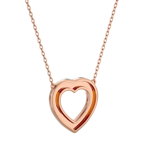 Diamond Halo Heart Pendant Necklace rose gold