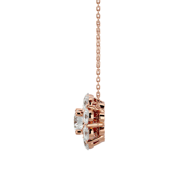 Round Shape Flower Solitaire Pendant rose gold