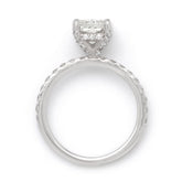 14K Radiant Lab Grown Hidden Halo Engagement Ring; 2.54 ctw
