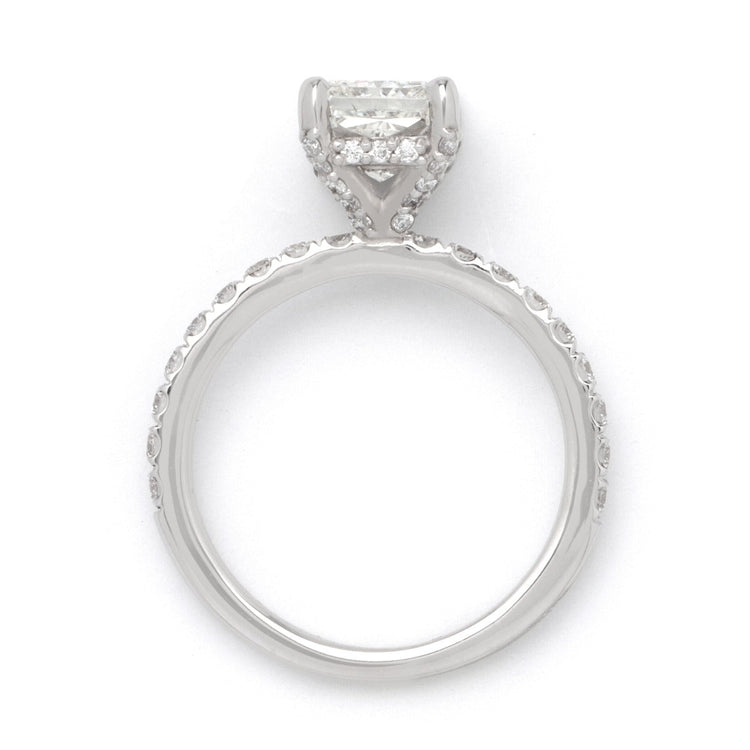 14K Radiant Lab Grown Hidden Halo Engagement Ring; 2.54 ctw