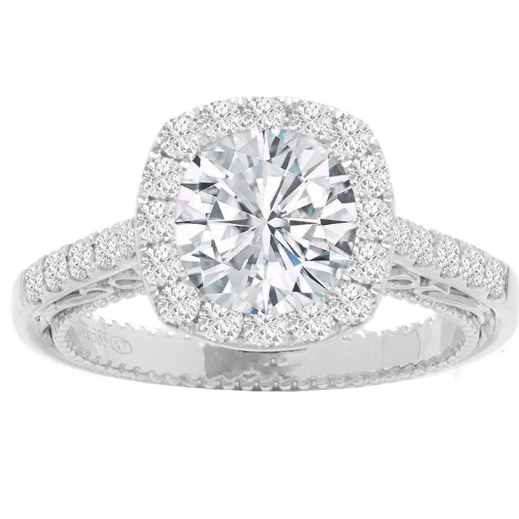 Flower Basket Diamond Ring In 14K White Gold; 1.96 CTW