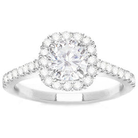 14K Cushion Halo Round Diamond Engagement Ring; Diamond Weight: 1.95 ctw