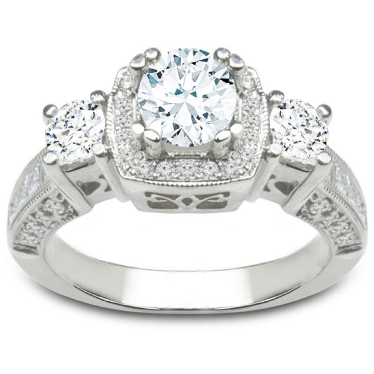 Three-Stone Princess Engagement Ring