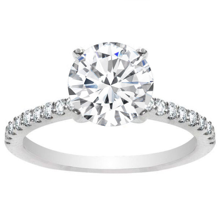 U Prong Round Lab Grown Diamond 14K WG Engagement Ring Emalee; 1.55 ctw