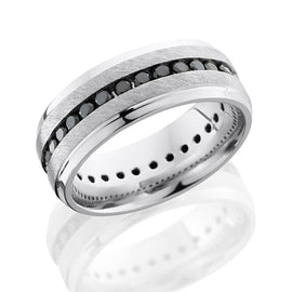 Cobalt Chrome Men's Wedding Band with Black Diamonds