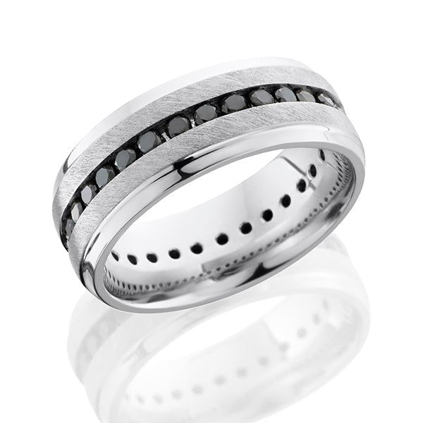 Cobalt Chrome Men's Wedding Band with Black Diamonds