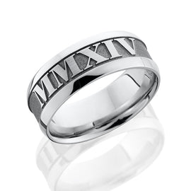 Cobalt Chrome Men's Wedding Band Customized Roman Numerals