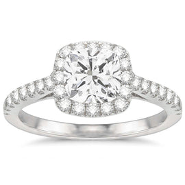 Aimee Cushion Halo Engagement Ring in 14K White Gold