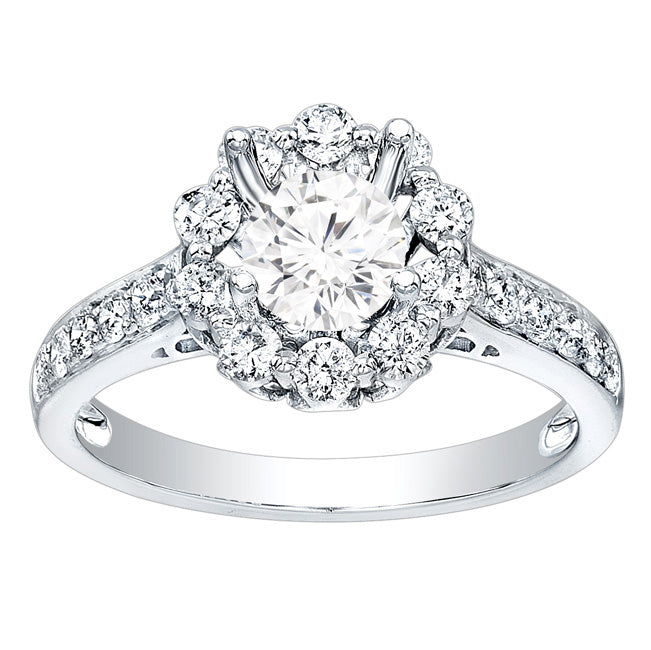 Zinnia Halo Engagement Ring; Diamond 0.60 ctw
