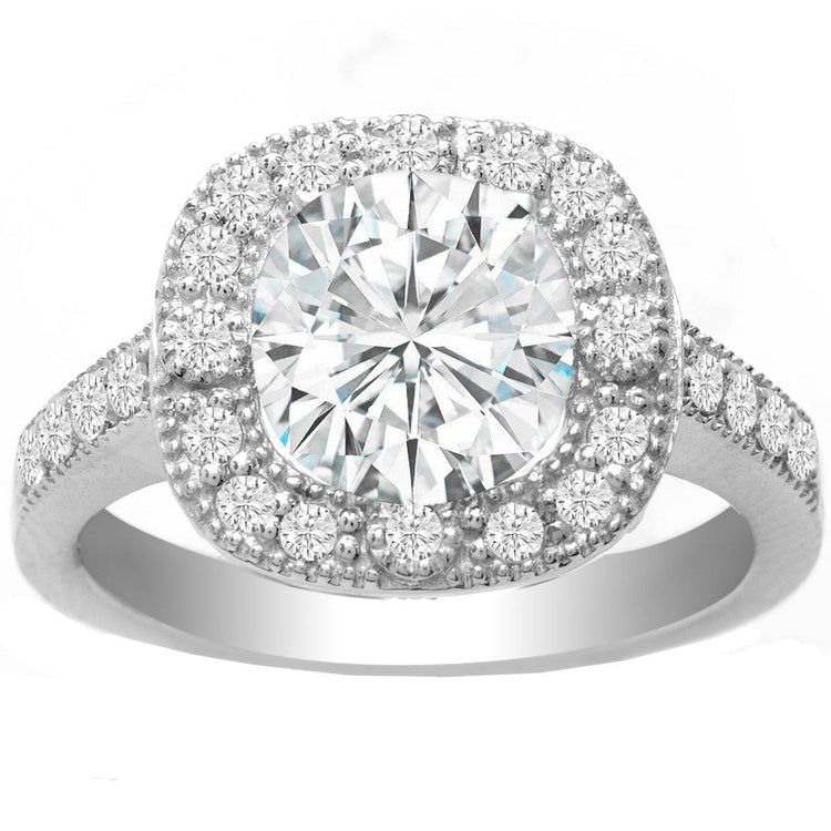 Kerri Vintage Cushion Engagement Ring in 14K White Gold; 0.35 ctw