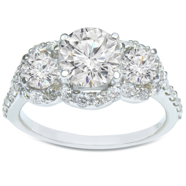 Lana Three-Stone Halo Diamond Engagement Ring; 1.00 ctw