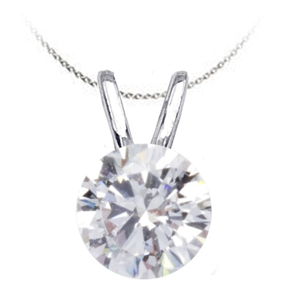 Solitaire Diamond Pendant in 14K White Gold; Shown with 1.00 ctw white gold