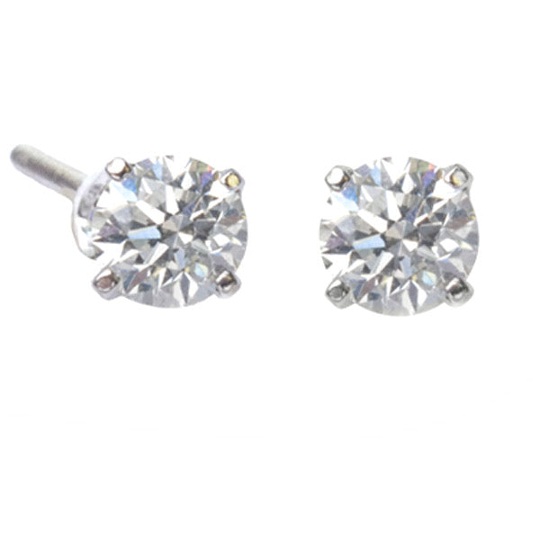 14K White Gold Diamond Stud Earrings; Diamond Weight: 1.59 ctw Front