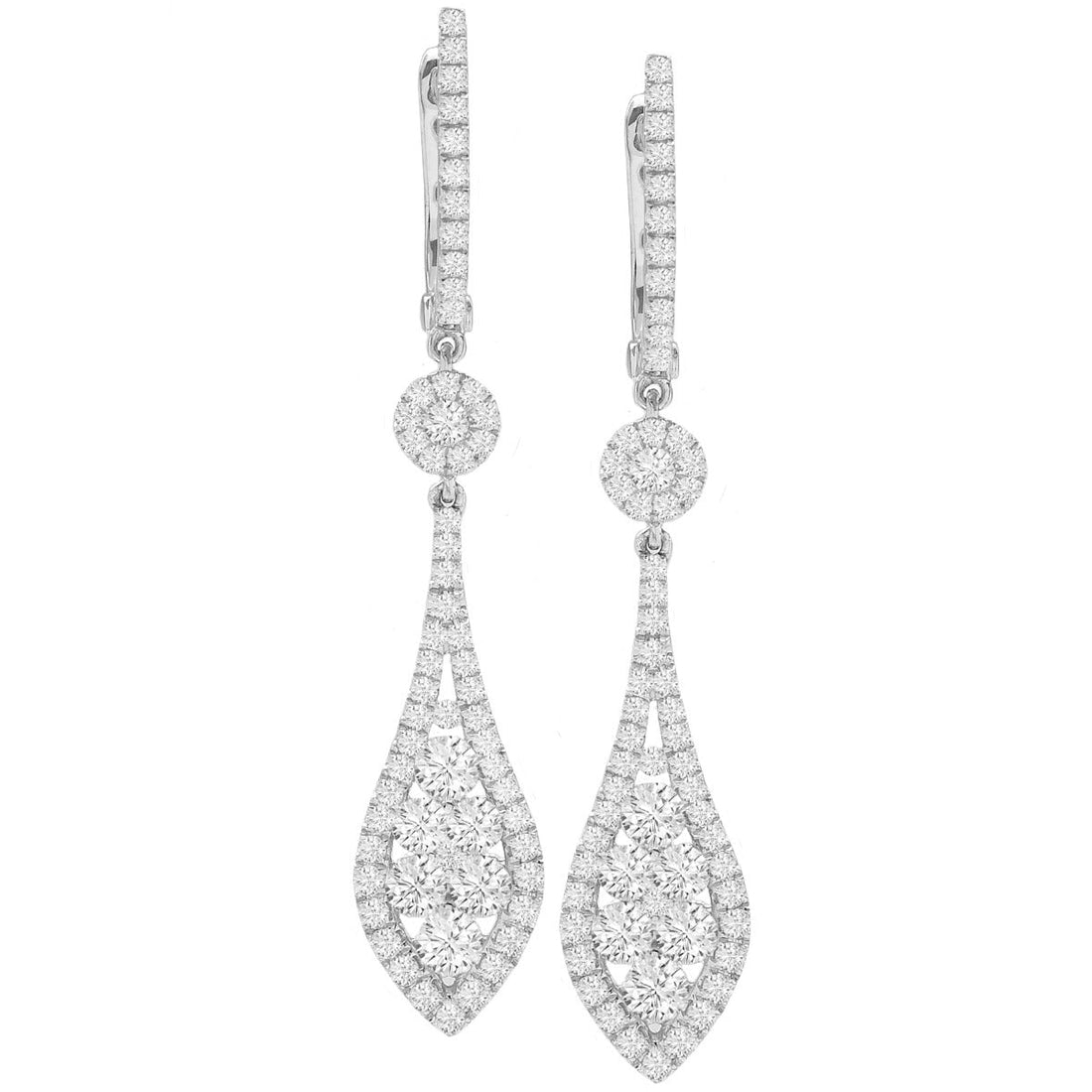 14K Diamond Tear Drop Earrings; 1.33 ctw