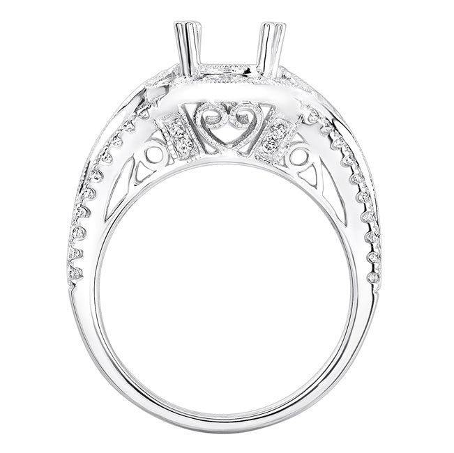 Rozalina Milgrain Diamond Engagement Ring in 14k White Gold; Diamond 0.90 ctw