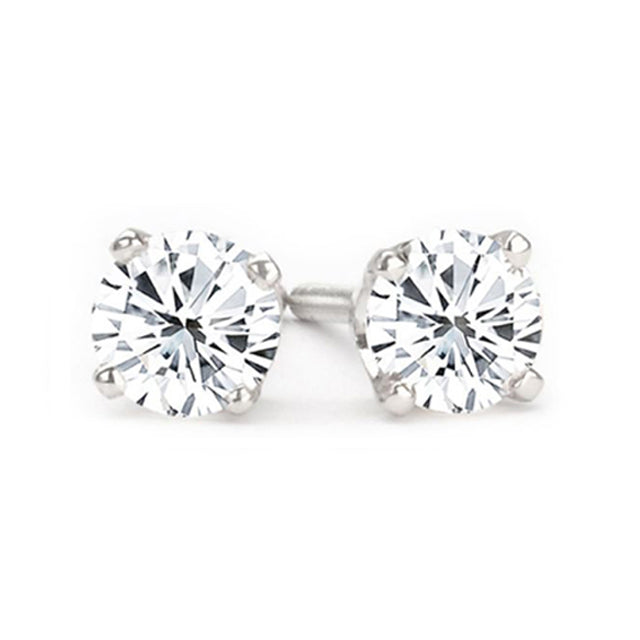 14K White Gold Diamond Stud Earrings; Diamond Weight: 2.03 ctw