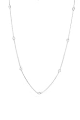 Diamond By The Yard Bezel Necklace; 14KWG 17" 0.50 ctw