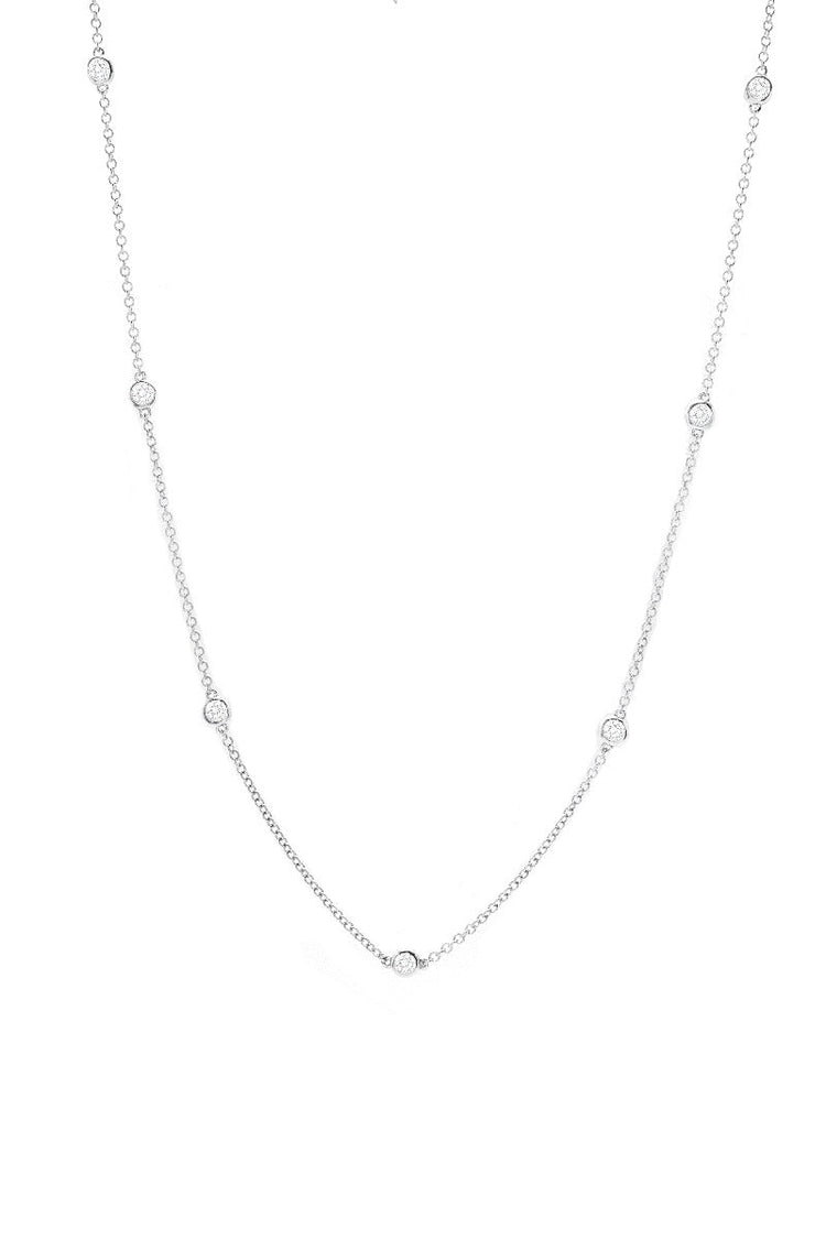Diamond By The Yard Bezel Necklace; 14KWG 17" 0.50 ctw