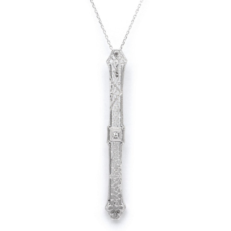 Antique Filigree Pendant in 14k White Gold