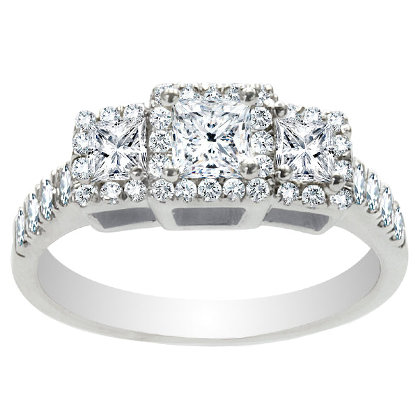 Misha Three-Stone Princess Engagement Ring