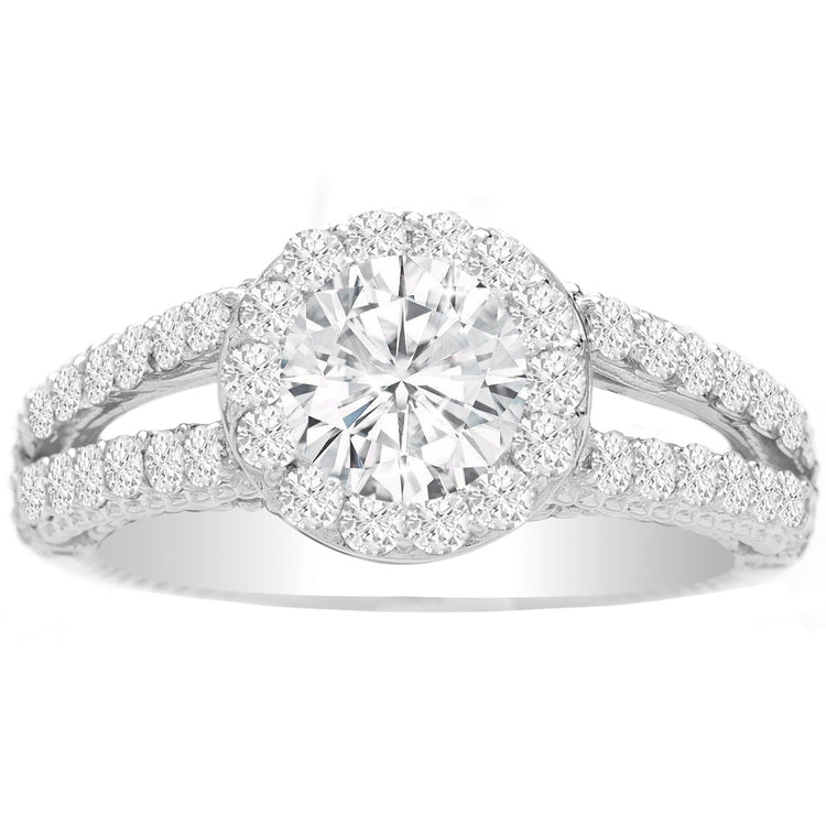 Isamar Split Shank Engagement Ring in 14K White Gold; 0.80 ctw