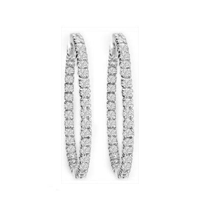 Petite Diamond Hoop Earrings in 14K White Gold; 1.00 ctw white gold