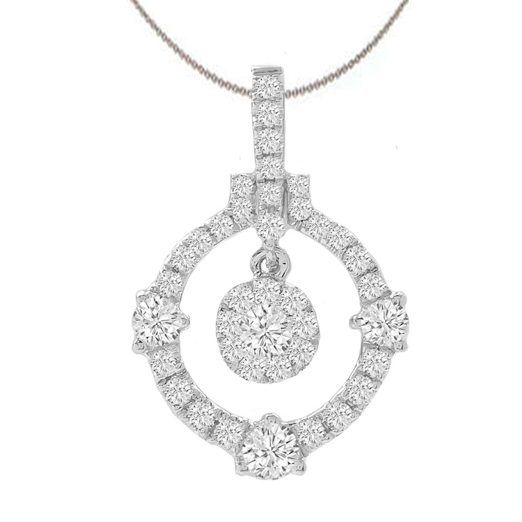 14K Round Halo Diamond Pendant; 0.37 ctw