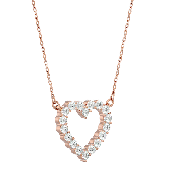 Diamond Solitaire Heart Pendant Necklace rose gold