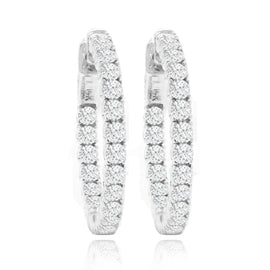 14K Diamond Hoop Earrings; 2.00 ct