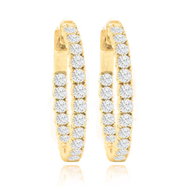 14K Diamond Hoop Earings; 1.40 ctw