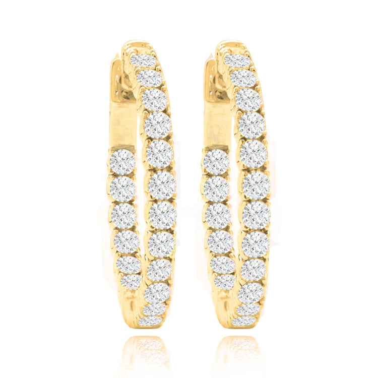 14K Diamond Hoop Earings; 1.40 ctw
