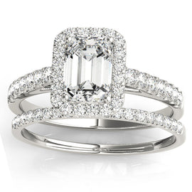 14KWG Radiant Halo Ring & Band; .63 CTW