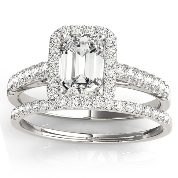 14KWG Radiant Halo Ring & Band; .63 CTW