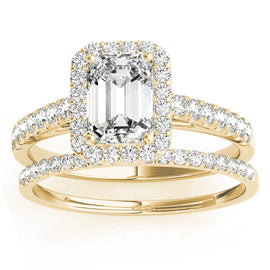 Adela 14K Radiant Halo Ring & Band; .90 ctw