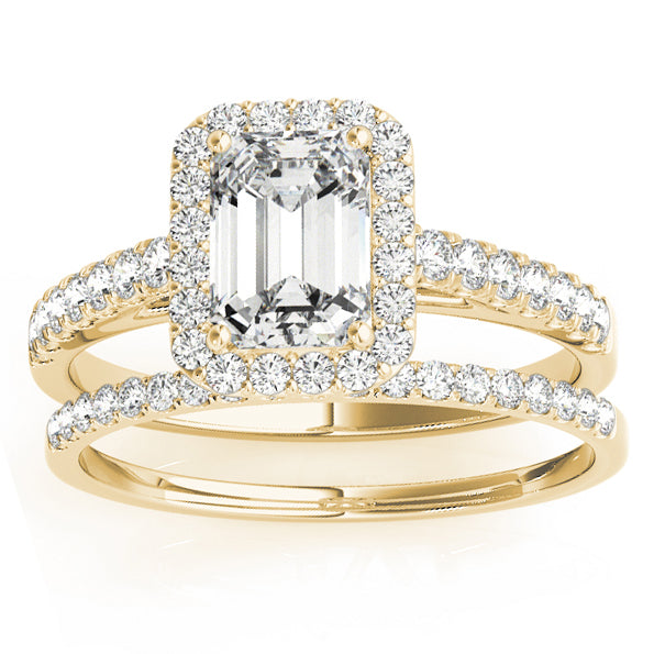 Adela 14K Radiant Halo Ring & Band; .90 ctw