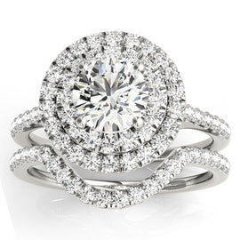 Ellena Double Halo Diamond Ring & Band; 0.70ctw