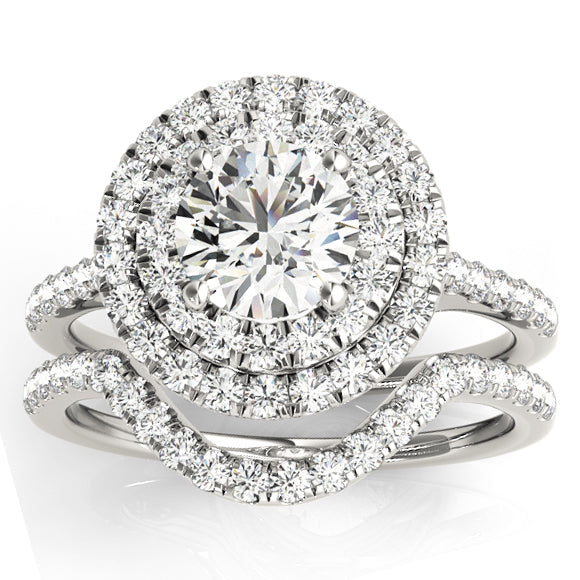 Ellena Double Halo Diamond Ring & Band; 0.70ctw