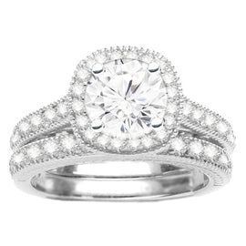 Diamond Engagement Ring Set in 14K White Gold- Josephine; 0.35 ct