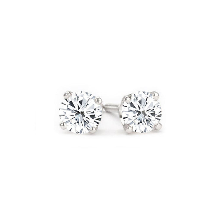 14K White Gold Diamond Stud Earrings; .50 ctw