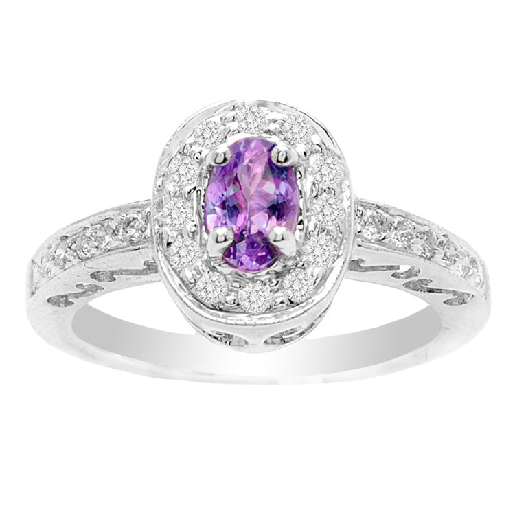 14K White Gold Tanznite Ring; 0.34
