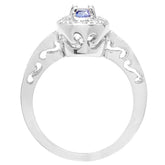 14K White Gold Tanznite Ring; 0.34
