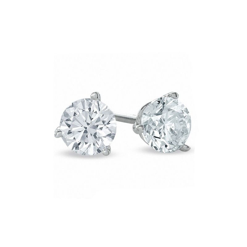 14K White Gold Diamond Martini Stud Earrings; 1.00 ctw Front