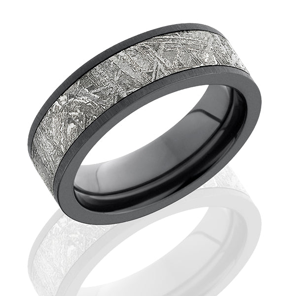 Zirconium Men's Wedding Band With Meteorite