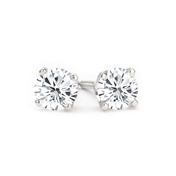14K White Gold Diamond Stud Earrings; Diamond Weight: 0.80 ctw With 0.60 Carat Round Shape  Natural Diamond